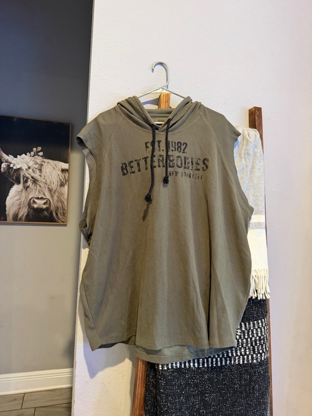 BETTER BODIES Olive Green Sleeveless Hoodie